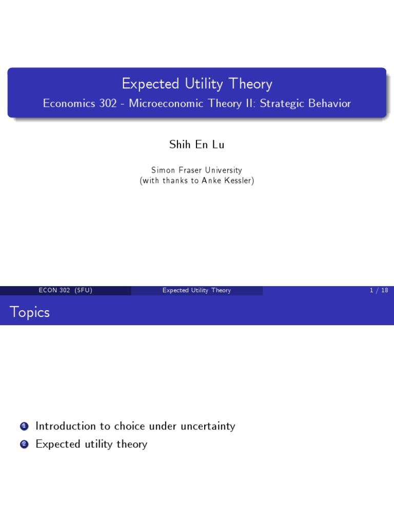 Understanding Expected Utility Theory | PDF | Utility | Economic Theories