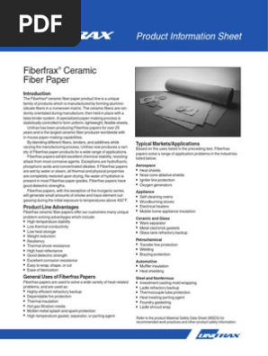 Fiberfrax Papers Ceramics Refractory