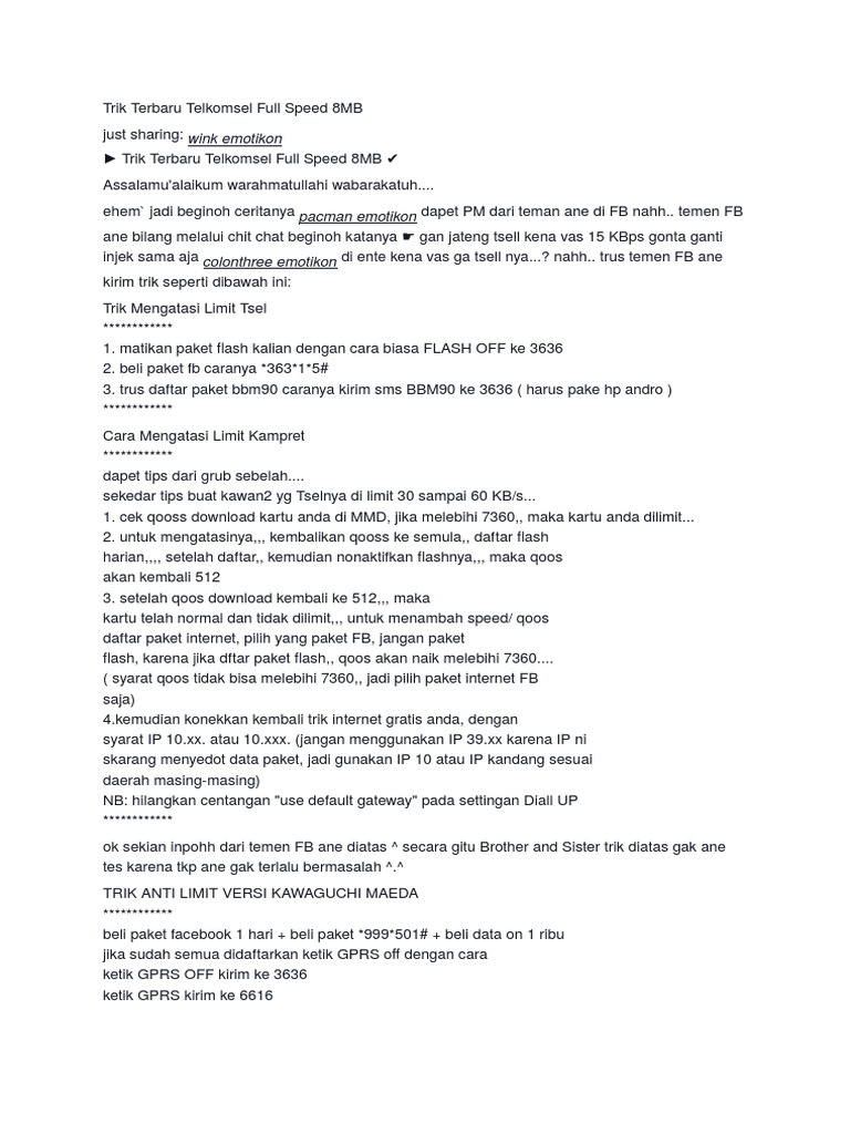 Cara Mengatasi Limit Tsel | PDF