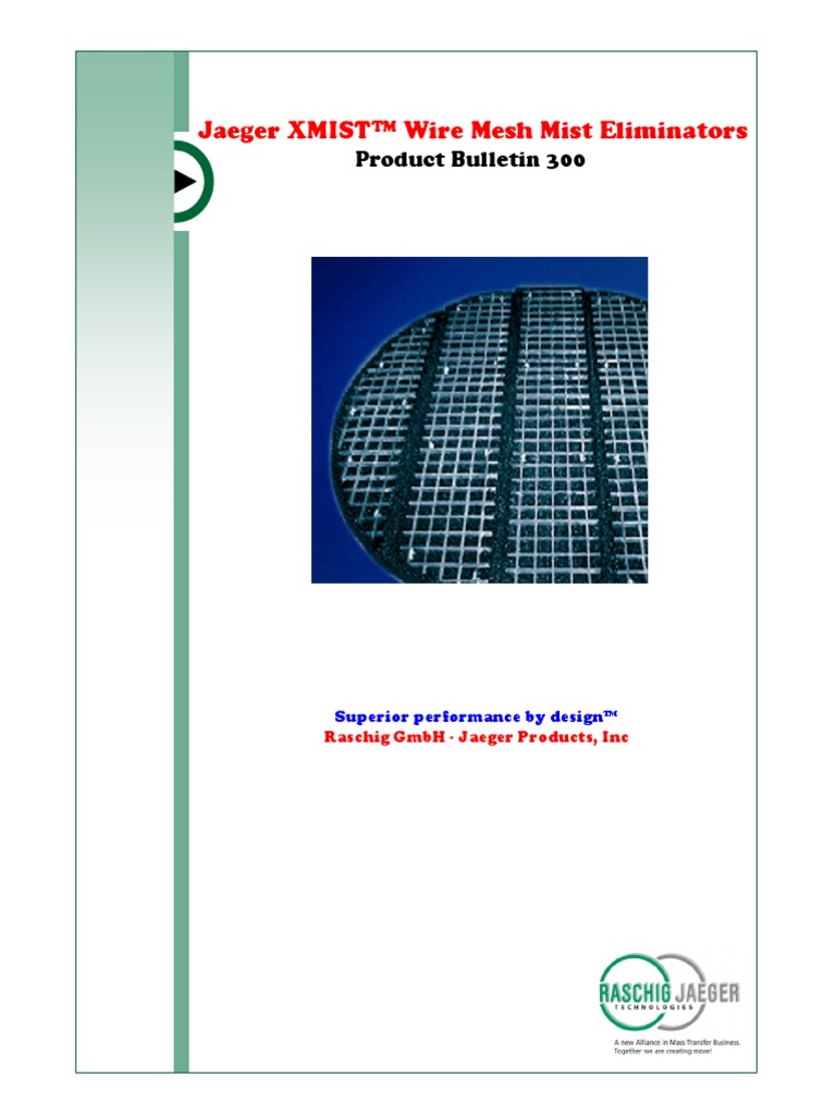 Info RASCHIG-JAEGER Wire Mesh Entrainment Separators | PDF