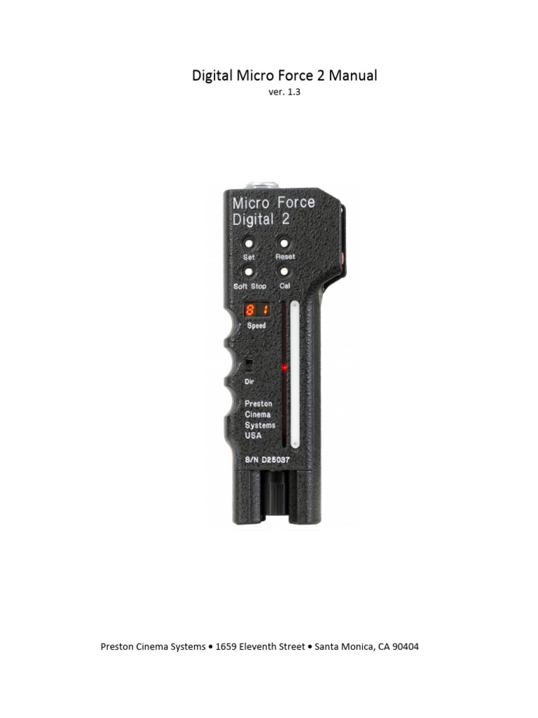 Preston Digital Micro Force2 Manual PDF Zoom Lens Power Supply