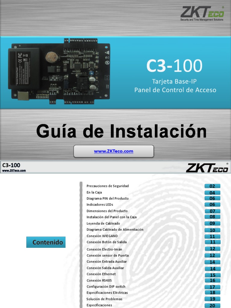 C3 100 Installation Guide ZKTECO | PDF | Resistencia Eléctrica y ...
