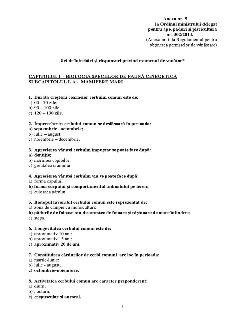 Intrebari Si Raspunsuri Ex Vanator 2014 | PDF