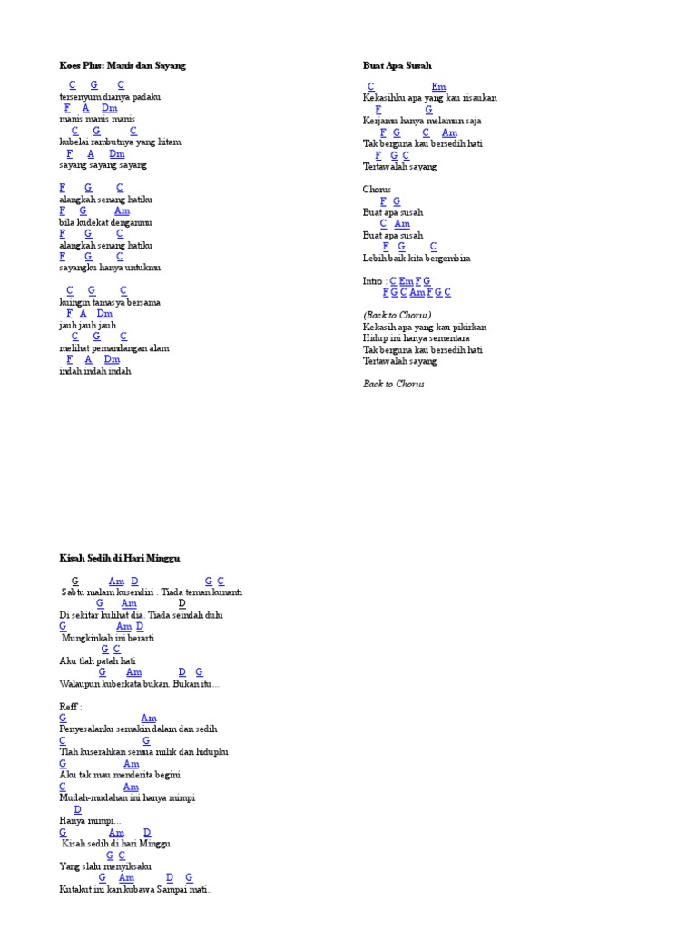 Chord Tembang Kenangan Koes Plus | PDF