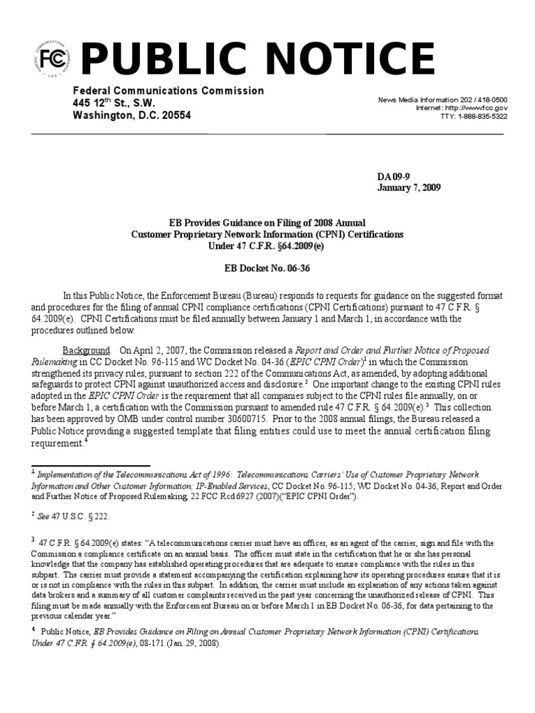 FCC CPNI 2014 Filing PDF Mail United States Postal Service