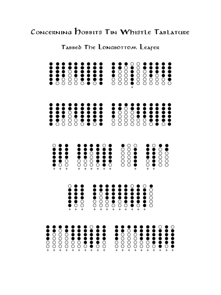 Concerning Hobbits Tin Whistle Tablature PDF Musical Compositions Musicology