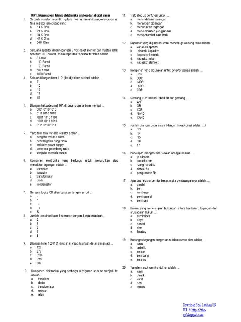Kumpulan Soal Tkj Lengkap Dari Kelas Xxii