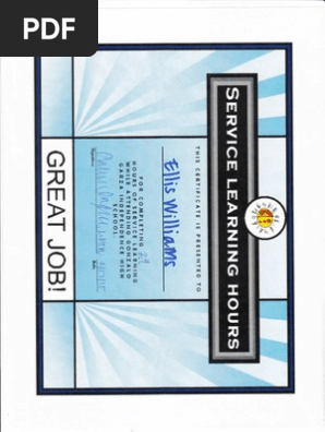 community service certificate