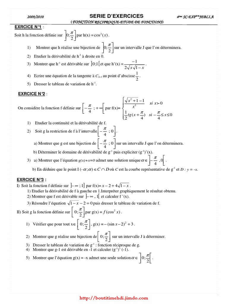 Fcts Reciproques Geometrie Differentielle Espace