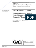 GAO Report On VALUE-ADDED TAXES Potential Lessons For The United States From Other Countries' Experiences
