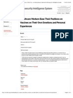 Healthcare Workers Base Their Positions on Vaccines on Their Own Emotions and Personal Experiences | International Biosecurity Intelligence System