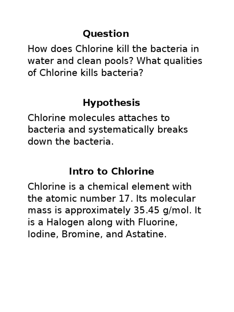 How Chlorine works its magic Chlorine Atoms