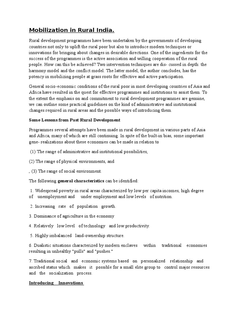 Youth Mobilization in Rural India | PDF | Rural Poverty | Poverty