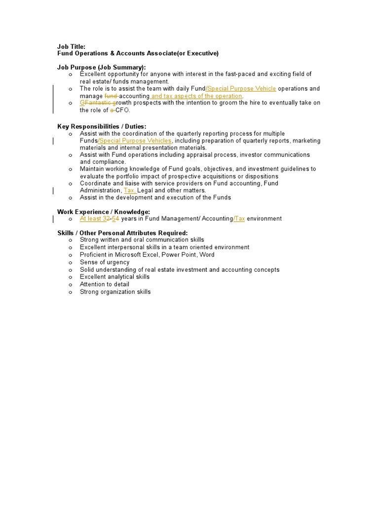 Fund Operations & Accounts Associate Role | PDF | Investment Management ...