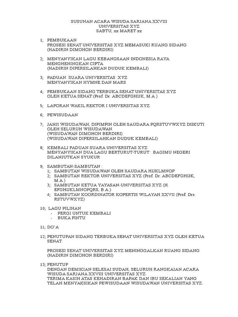 Susunan Acara Wisuda Sarjana Xxviii Upload
