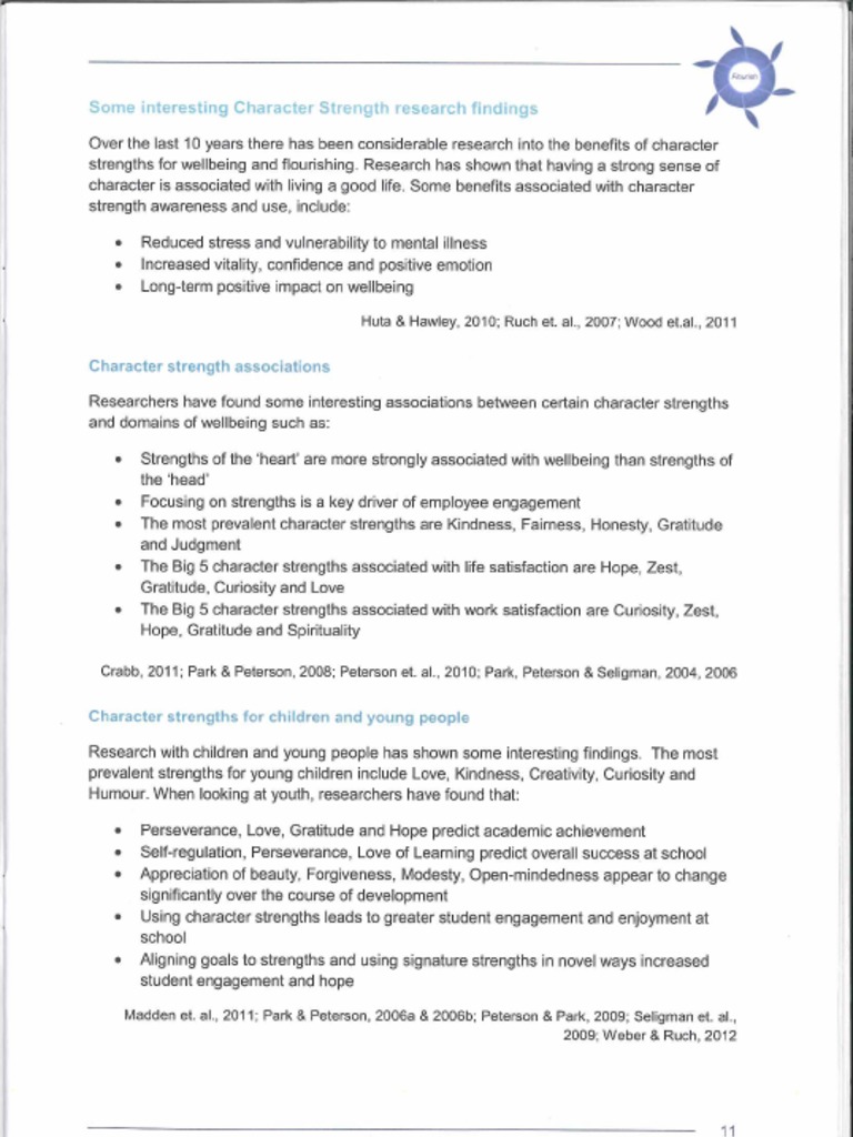 Character Strengths Research Findings | PDF