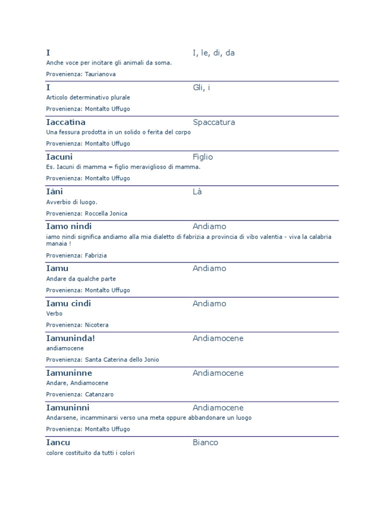 Calabrese Dialetto | PDF
