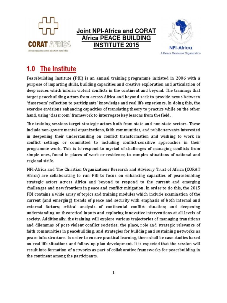 Peacebuilding Institute 2015 Pdf Peacebuilding Conflict Resolution