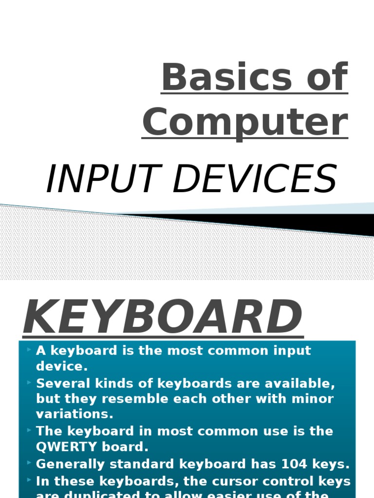 Basics of Computer Input Devices PDF