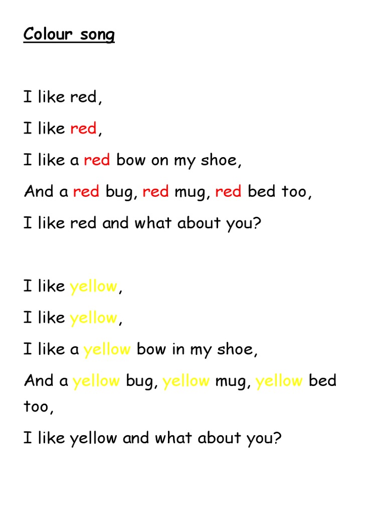 Colour Song Lyrics | PDF