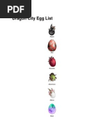 Dragon City Egg List