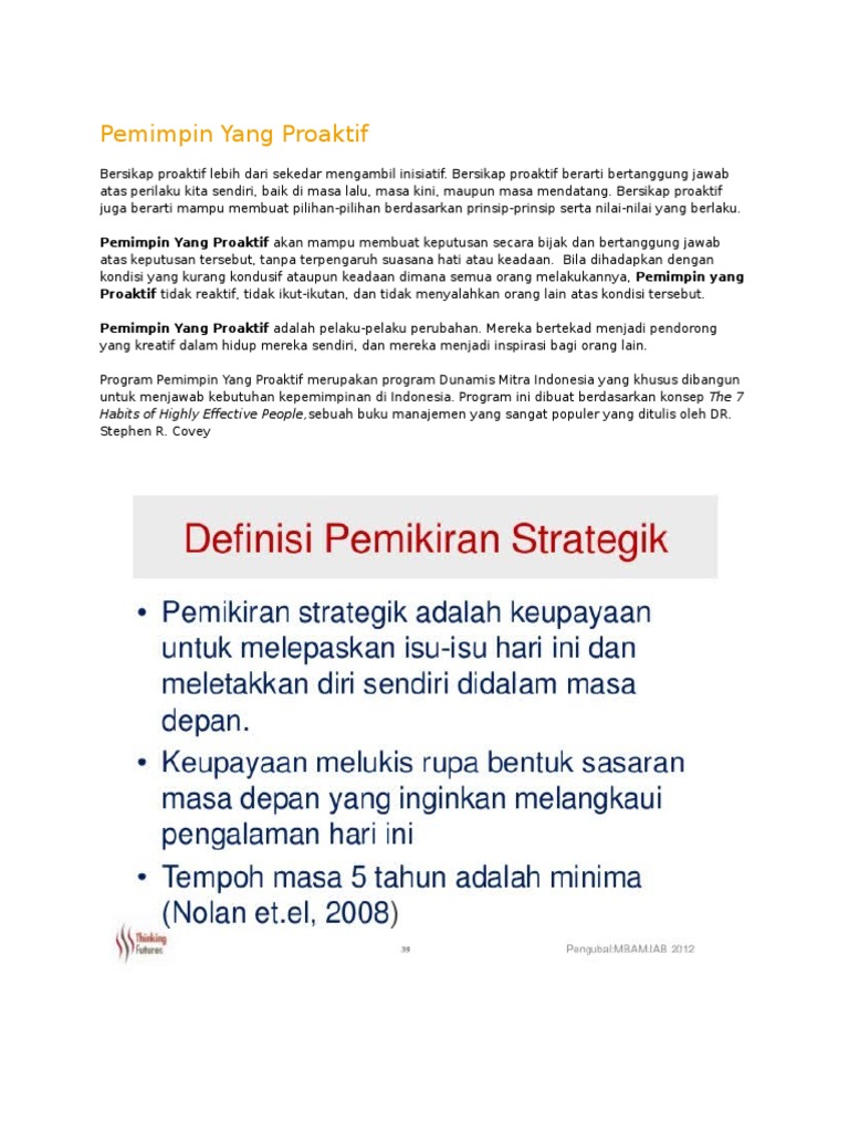 Pemimpin Yang Proaktif Pdf