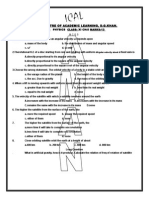 Indus Centre of Academic Learning, D.G.Khan.: Paper: Physics Class: Xi Ch:5 Marks:13 M.C.Q.S