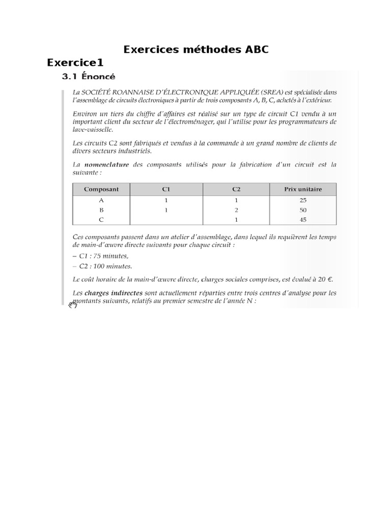 Exercices Sur La Méthode ABC | PDF
