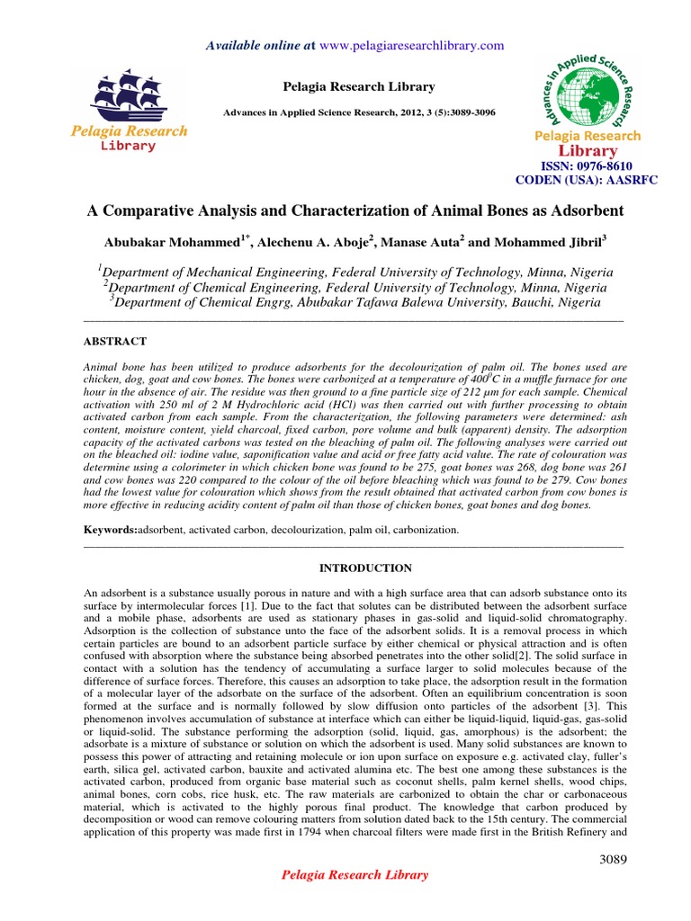 A Comparative Analysis and Characterization of Animal Bones As ...