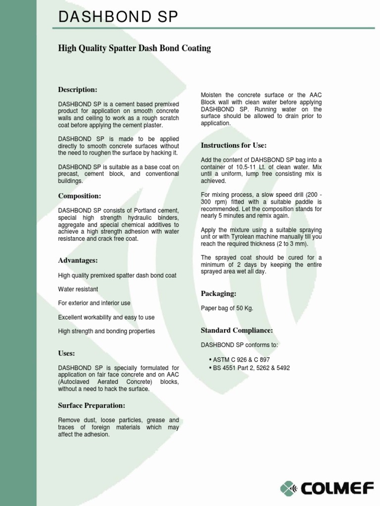 Dashbond SP | PDF | Concrete | Manmade Materials