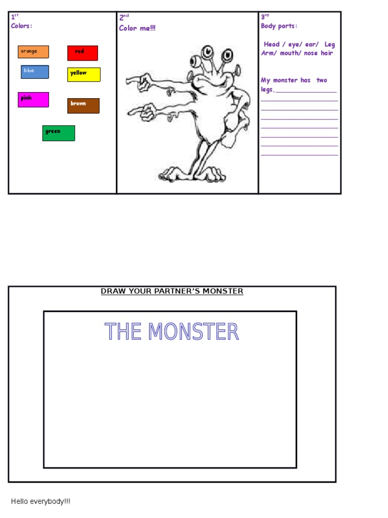 2 Color Me!!!: 1 Colors: 3 Body Parts: Head / Eye/ Ear/ Leg Arm/ Mouth ...