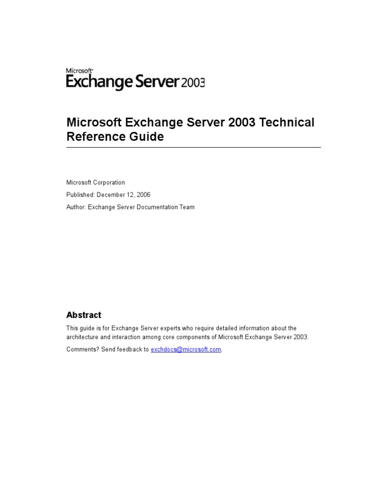 Exchange 2003 Technical Reference | PDF | Active Directory | Microsoft ...