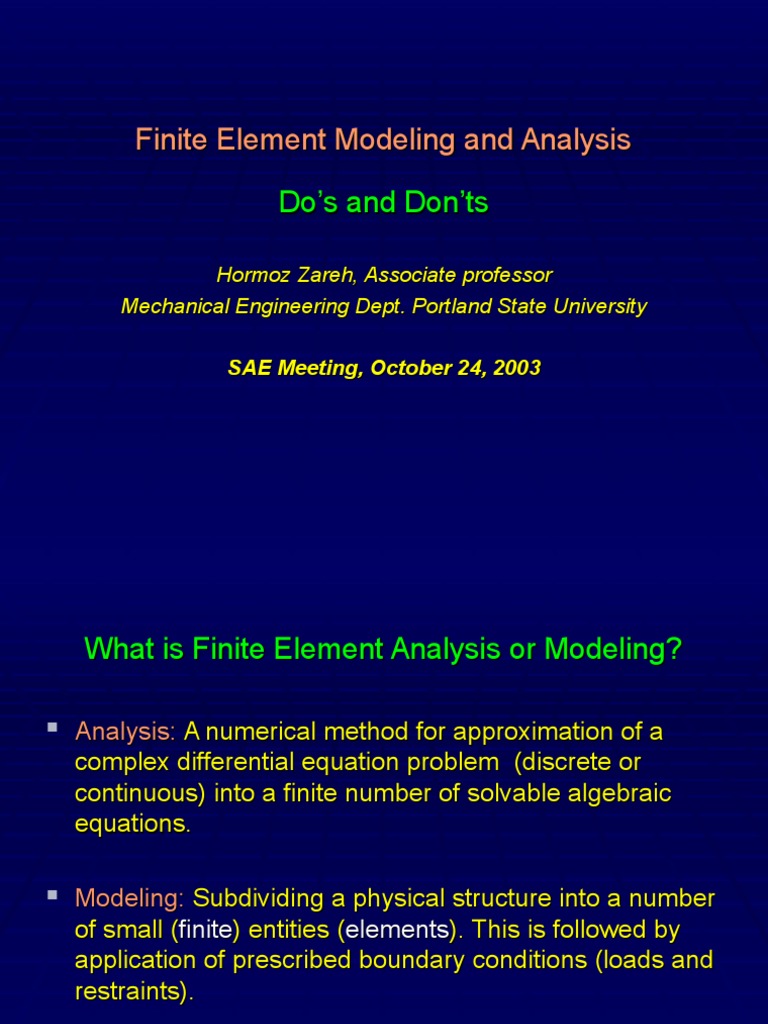 Finite Element Modeling Guidelines | PDF