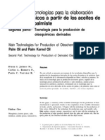 Principales Tecnologías para La Elaboración de Oleoquímicos A Partir de Los Aceites de Palma y de Palmiste