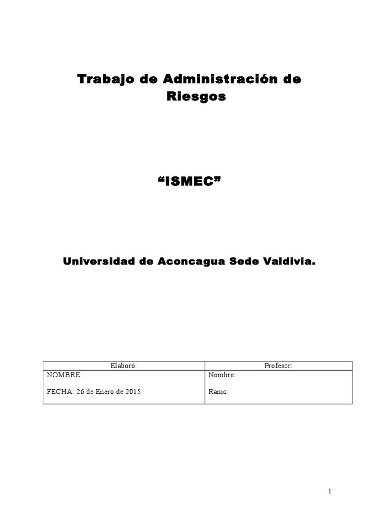 Modelo ISMEC en Administración de Riesgos | PDF | Medición | Evaluación