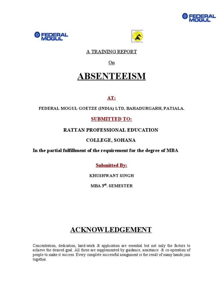 Conclusion of absenteeism in the workplace image