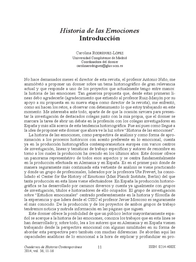Historia de las Emociones en Contexto | PDF | Historiografía | Las ...