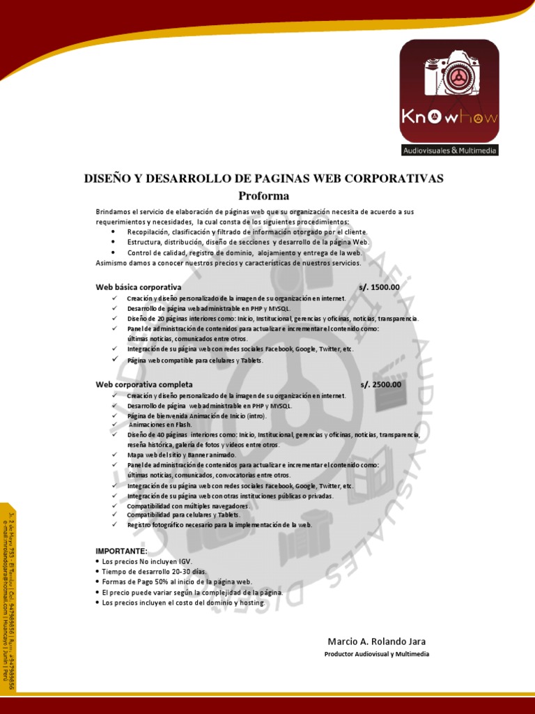 Proforma para Páginas Web Corporativas | PDF | Página web | Red mundial