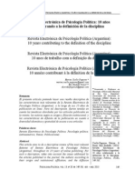 Cuello, Marina e Parisi Elio. (2013). Revista Electrónica de Psicología Política (Argentina): 10 años colaborando a la definición de la disciplina .