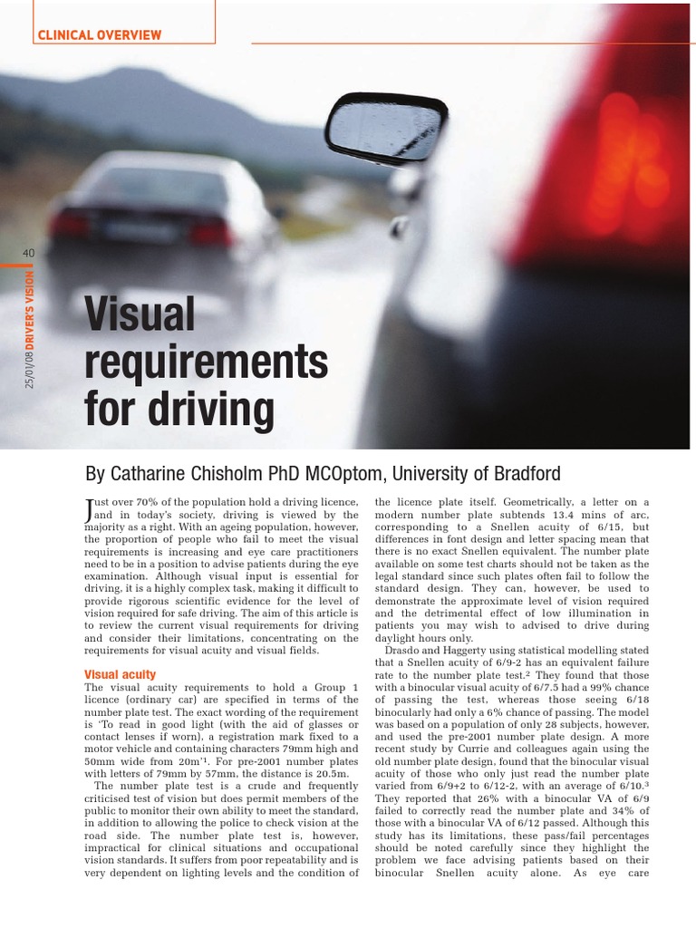 Visual Requirements for Driving: A Review of the Current Standards for ...