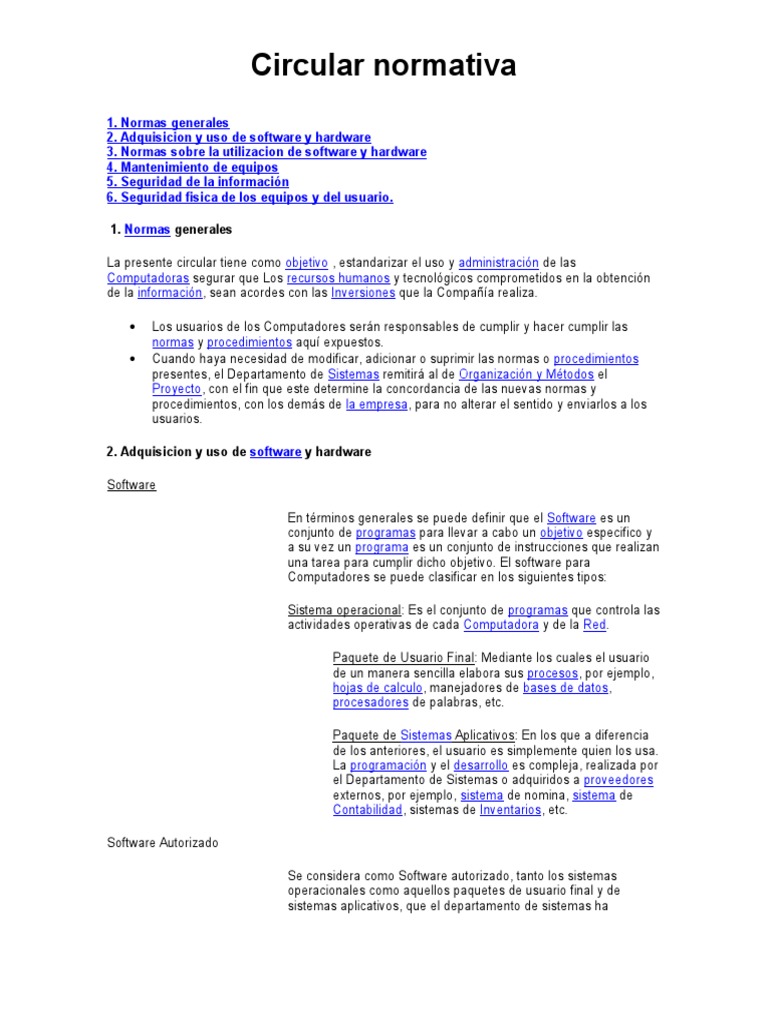 Normas de Uso de Hardware y Software | PDF | Hardware de la computadora ...