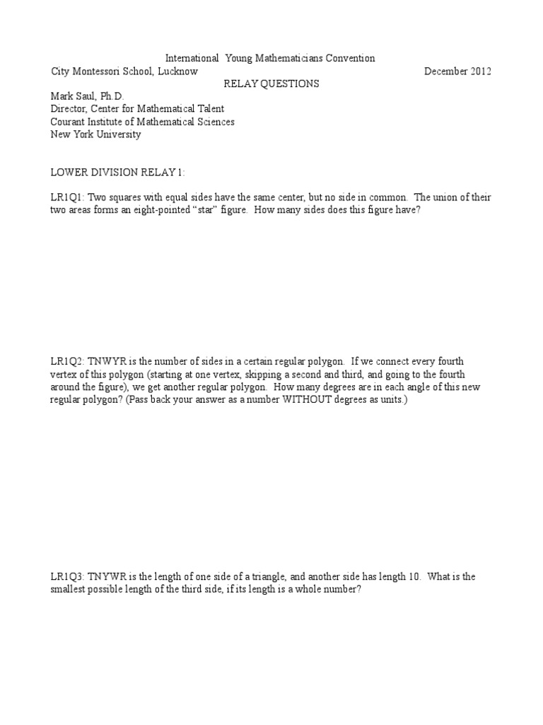 Relay Questions PDF Triangle Sine