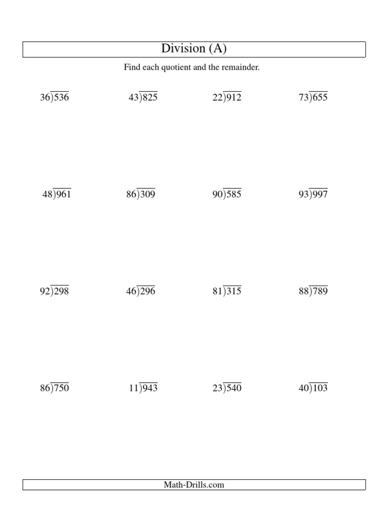 Division Problems with Quotients & Remainders | PDF | Arithmetic ...
