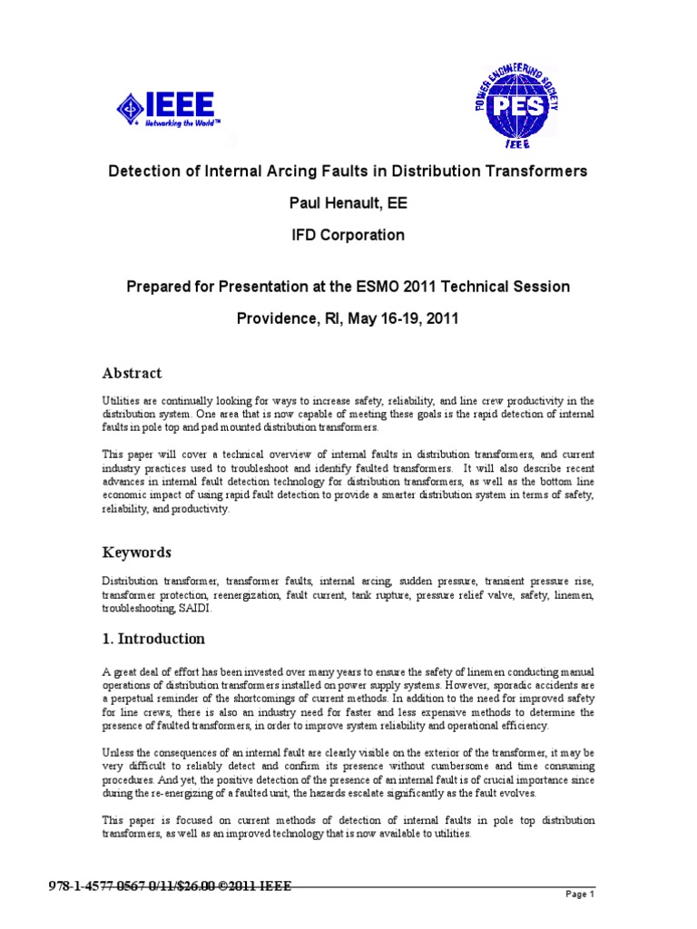 Internal Transformer Arc Fault PDF Fuse (Electrical) Transformer