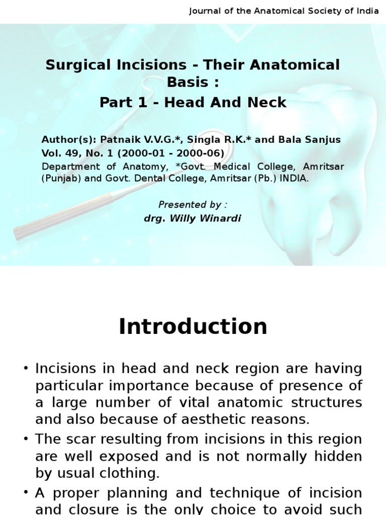 Surgical Incision Head & Neck | PDF | Anatomical Terms Of Location | Skull
