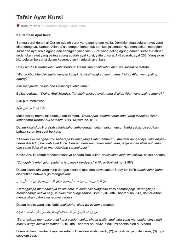 Muslim Or Id Tafsir Ayat Kursi Pdf
