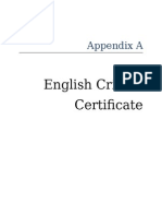 English Critic's Certificate: Appendix A