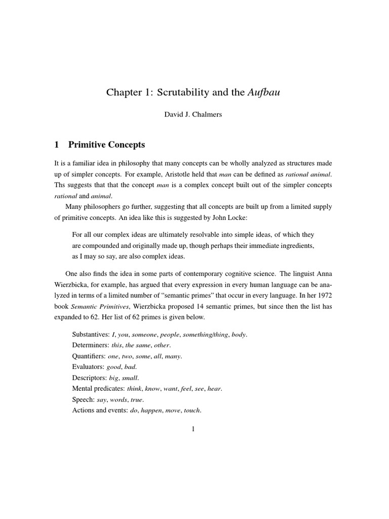 1 Scrutability and The Aufbau | PDF | A Priori And A Posteriori | Concept