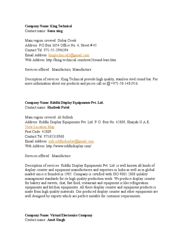 List of Companies Dubai PDF United Arab Emirates Dubai