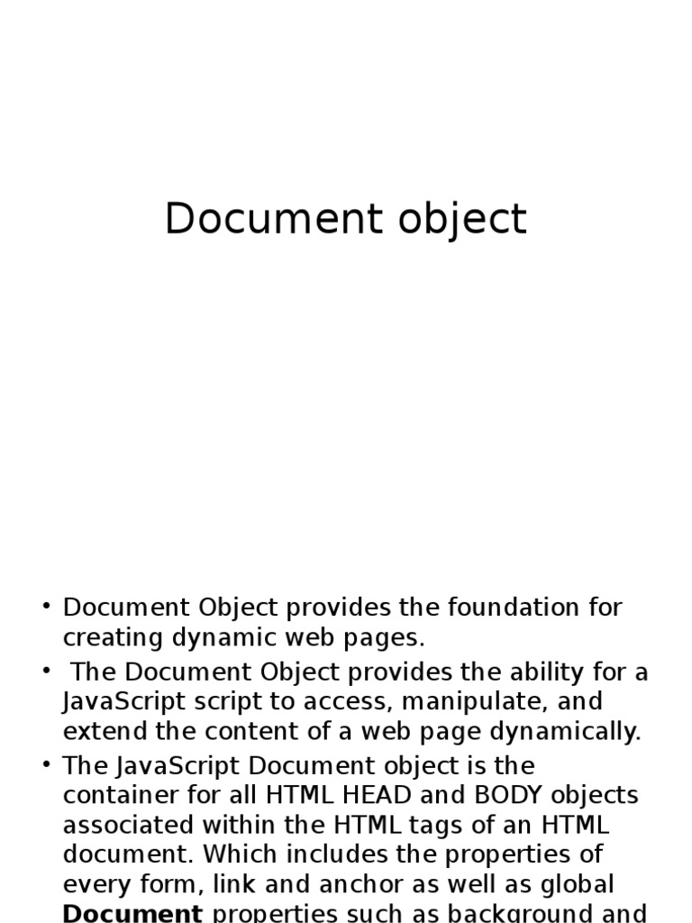 Document Object | PDF | Html | Html Element